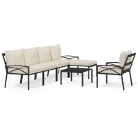 Vidaxl 7 Piece Patio Lounge Set With Sand Cushions Steel