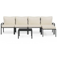 Vidaxl 6 Piece Patio Lounge Set With Sand Cushions Steel