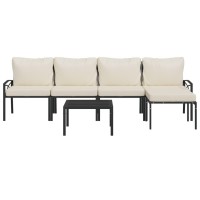 Vidaxl 6 Piece Patio Lounge Set With Sand Cushions Steel