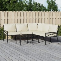 Vidaxl 6 Piece Patio Lounge Set With Sand Cushions Steel