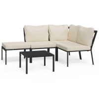 Vidaxl 5 Piece Patio Lounge Set With Sand Cushions Steel