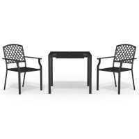 vidaXL 3 Piece Patio Dining Set Anthracite Steel