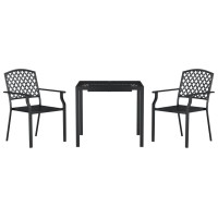 vidaXL 3 Piece Patio Dining Set Anthracite Steel