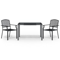 vidaXL 3 Piece Patio Dining Set Anthracite Steel