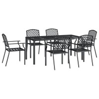 vidaXL 7 Piece Patio Dining Set Anthracite Steel