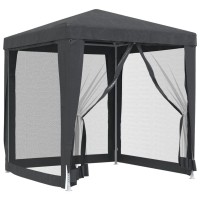 vidaXL Party Tent with 4 Mesh Sidewalls Anthracite 6.6'x6.6' HDPE