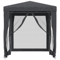 vidaXL Party Tent with 4 Mesh Sidewalls Anthracite 6.6'x6.6' HDPE