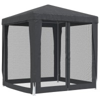 vidaXL Party Tent with 4 Mesh Sidewalls Anthracite 6.6'x6.6' HDPE