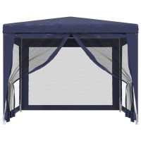 vidaXL Party Tent with 4 Mesh Sidewalls Blue 9.8'x9.8' HDPE