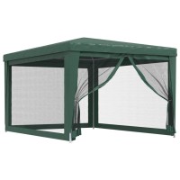 vidaXL Party Tent with 4 Mesh Sidewalls Green 9.8'x13.1' HDPE