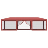 vidaXL Party Tent with 8 Mesh Sidewalls Red 29.5'x13.1' HDPE