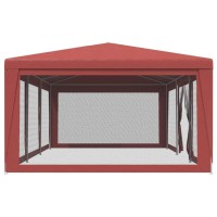 vidaXL Party Tent with 8 Mesh Sidewalls Red 29.5'x13.1' HDPE