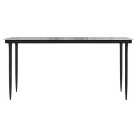 Vidaxl Patio Dining Table Black 63X31.5X29.1 Steel And Tempered Glass