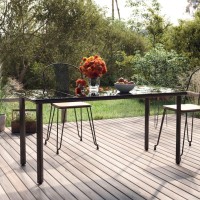 Vidaxl Patio Dining Table Black 63X31.5X29.1 Steel And Tempered Glass