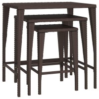 vidaXL Nesting Tables 3 pcs Brown Poly Rattan