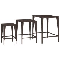 vidaXL Nesting Tables 3 pcs Brown Poly Rattan