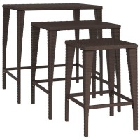 vidaXL Nesting Tables 3 pcs Brown Poly Rattan