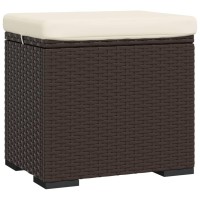 Vidaxl Ottoman With Cushion Brown 15.7X11.8X15.7 Poly Rattan