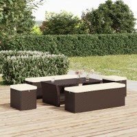 Vidaxl Ottoman With Cushion Brown 15.7X11.8X15.7 Poly Rattan