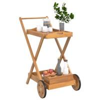 Vidaxl Tea Trolley 21.3X34.3X35.4 Solid Wood Acacia