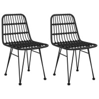 Vidaxl Patio Chairs 2 Pcs Black 18.9X24.4X33.1 Pe Rattan