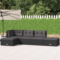 Vidaxl 5 Piece Patio Lounge Set With Cushions Black Poly Rattan