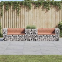 vidaXL Patio Bench with Gabion Basket Solid Wood Douglas