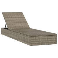 vidaXL Sunbeds 2 pcs with Table Gray Poly Rattan