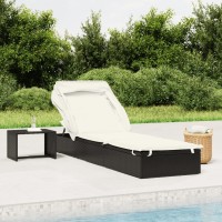 vidaXL Sunbed with Foldable Roof Black 83.9