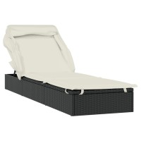 vidaXL Sunbed with Foldable Roof Black 83.9