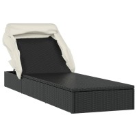 vidaXL Sunbed with Foldable Roof Black 83.9