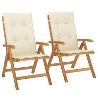 vidaXL Reclining Patio Chairs with Cushions 2 pcs Solid Wood Teak