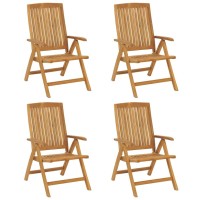 vidaXL Reclining Patio Chairs with Cushions 4 pcs Solid Wood Teak