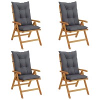 vidaXL Reclining Patio Chairs with Cushions 4 pcs Solid Wood Teak