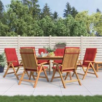 vidaXL Reclining Patio Chairs with Cushions 6 pcs Solid Wood Teak