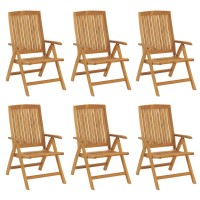 vidaXL Reclining Patio Chairs with Cushions 6 pcs Solid Wood Teak