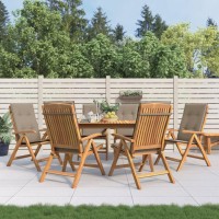 vidaXL Reclining Patio Chairs with Cushions 6 pcs Solid Wood Teak