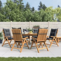 vidaXL Reclining Patio Chairs with Cushions 6 pcs Solid Wood Teak