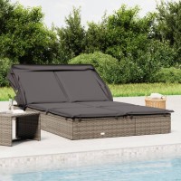 vidaXL 2-Person Sunbed with Foldable Roof Gray 83.9