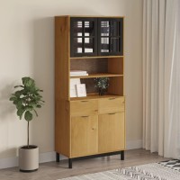 vidaXL Highboard with Glass Doors FLAM 31.5