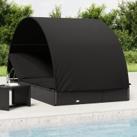 vidaXL 2-Person Sunbed with Round Roof Black 83.1