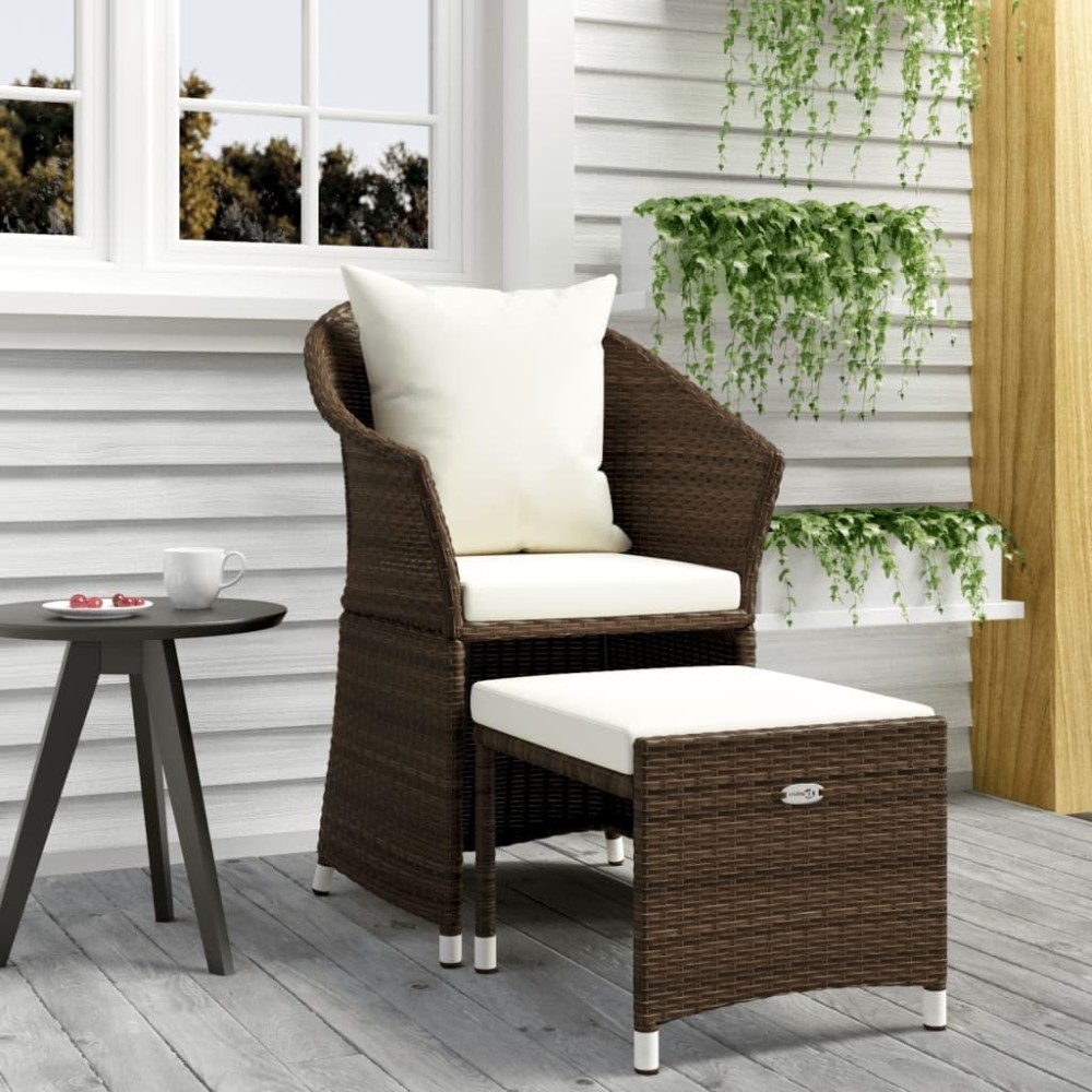 Vidaxl 2 Piece Patio Lounge Set With Cushions Brown Poly Rattan