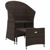 Vidaxl 2 Piece Patio Lounge Set With Cushions Brown Poly Rattan