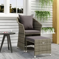 Vidaxl 2 Piece Patio Lounge Set With Cushions Gray Poly Rattan