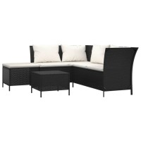 Vidaxl 4 Piece Patio Lounge Set With Cushions Black Poly Rattan