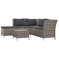 Vidaxl 4 Piece Patio Lounge Set With Cushions Gray Poly Rattan