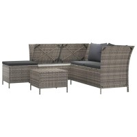 Vidaxl 4 Piece Patio Lounge Set With Cushions Gray Poly Rattan