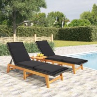 vidaXL Sun Loungers with Cushions 2 pcs Poly Rattan and Solid Wood Acacia