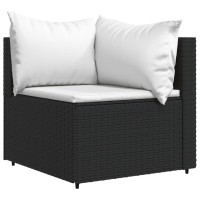 Vidaxl Patio Corner Sofa With Cushions Black Poly Rattan