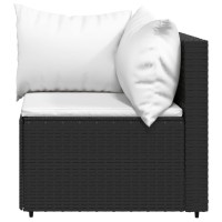 Vidaxl Patio Corner Sofa With Cushions Black Poly Rattan